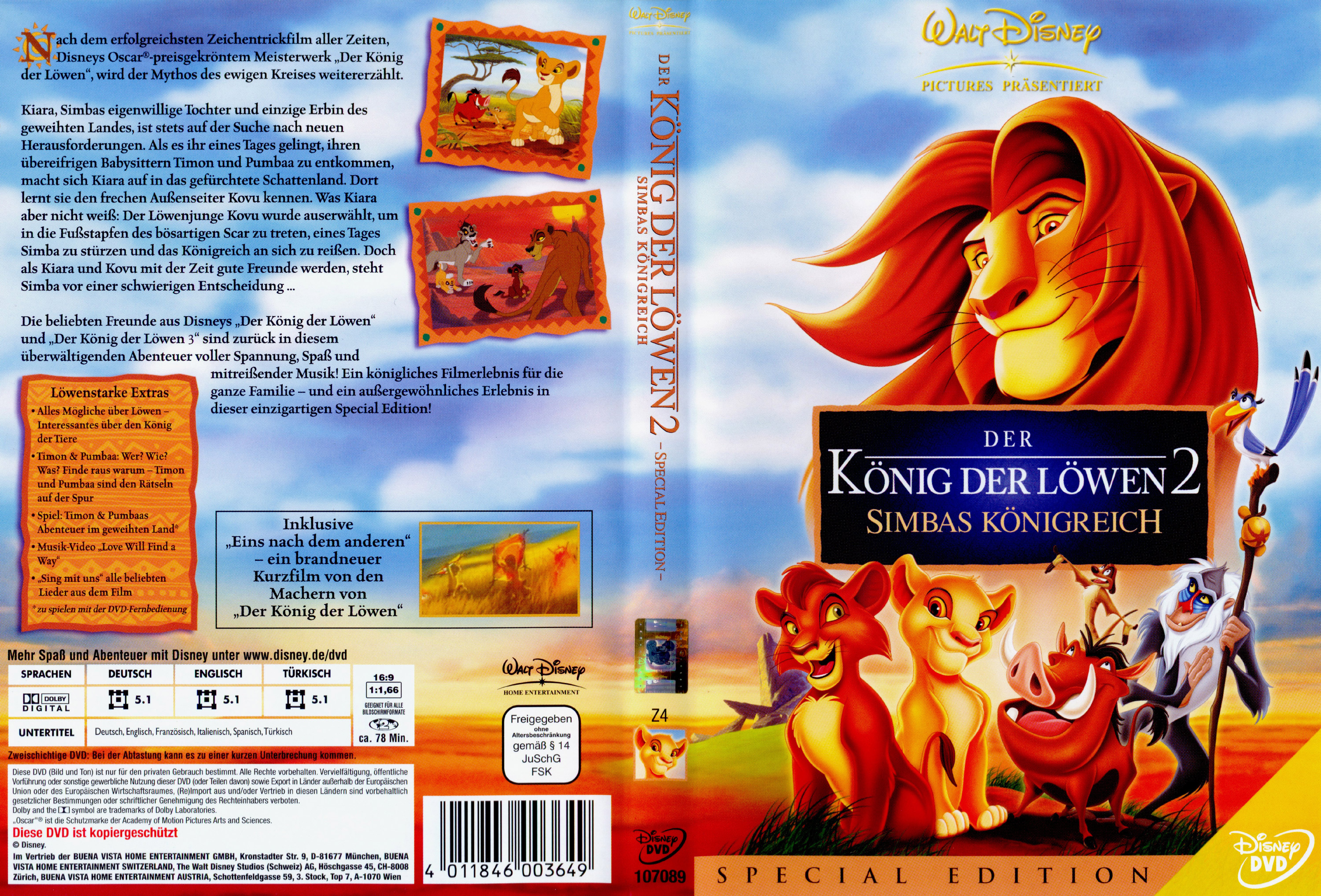 Konig der Lowen 2 Simbas Konigreich Cover deutsch DVD.